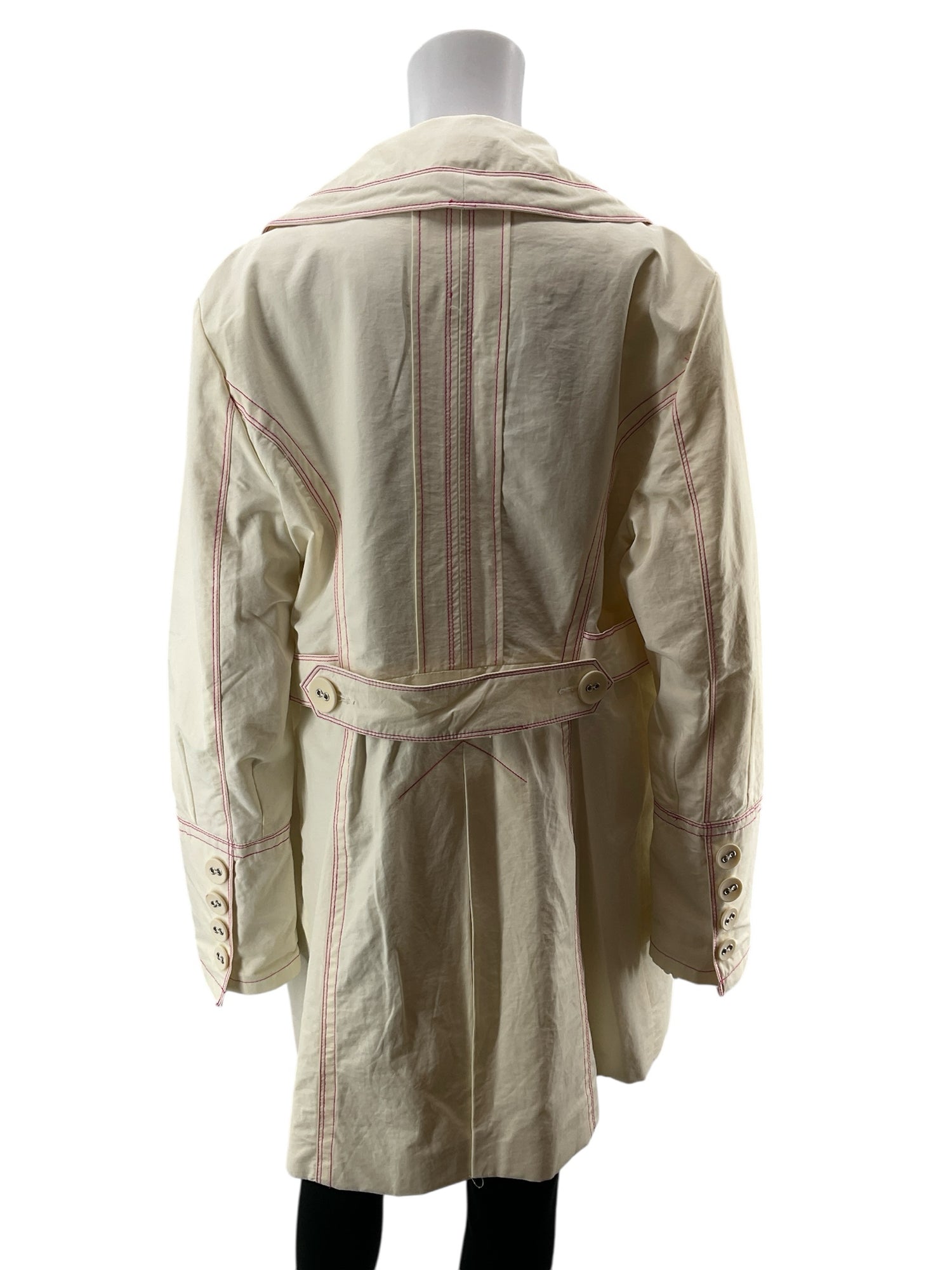 Guess Pink Contrast Stitch Classic Trench Coat Jacket Womens Size XL