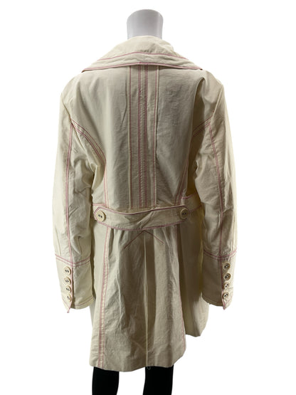 Guess Pink Contrast Stitch Classic Trench Coat Jacket Womens Size XL