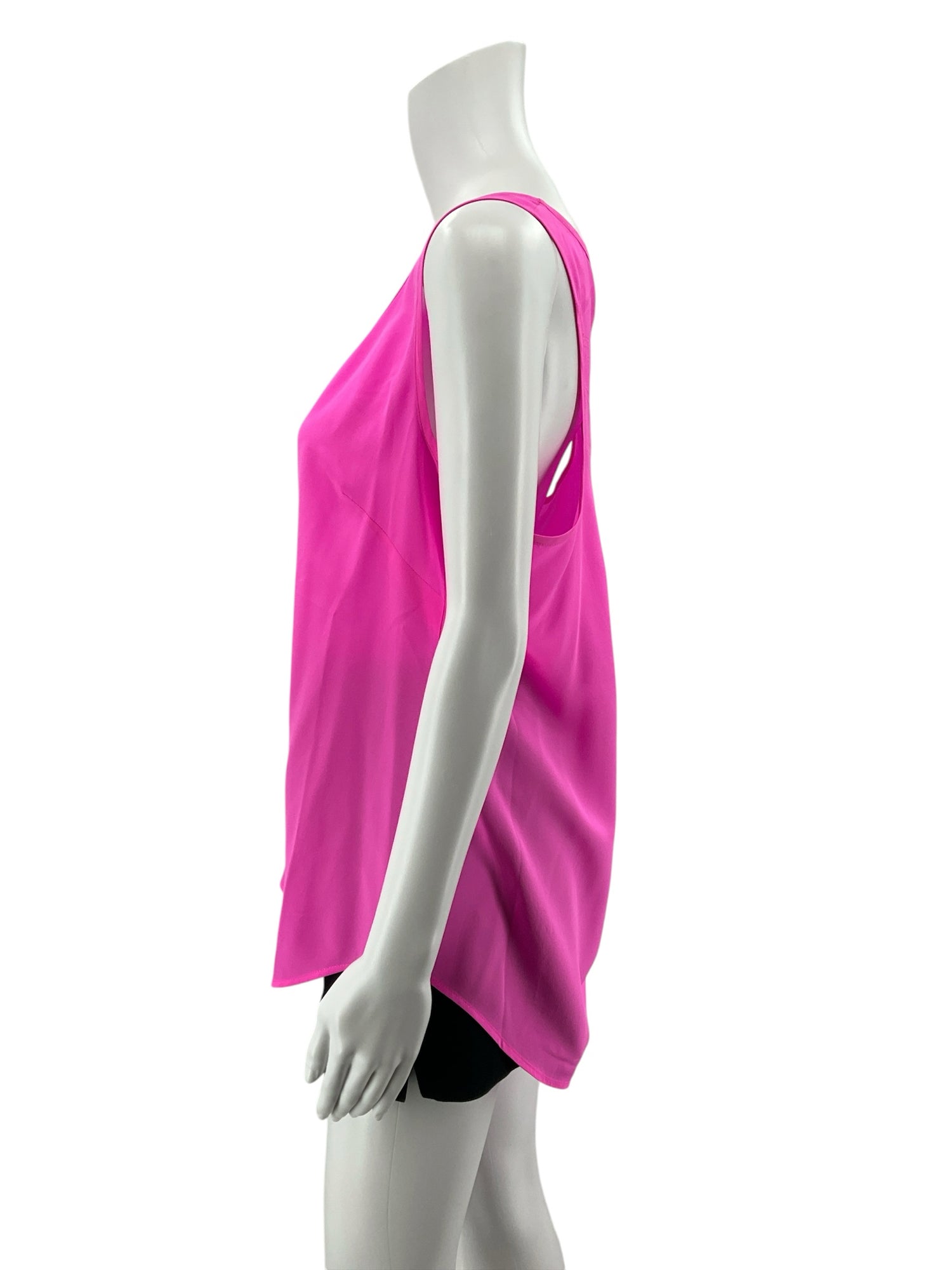 Lilly Pulitzer Downstairs Tank 100% Silk Hot Pink Top Size Large