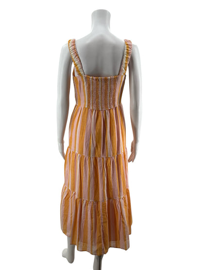 Free Assembly pink/orange Midi Striped Tiered Midi Sundress XS - Size XS