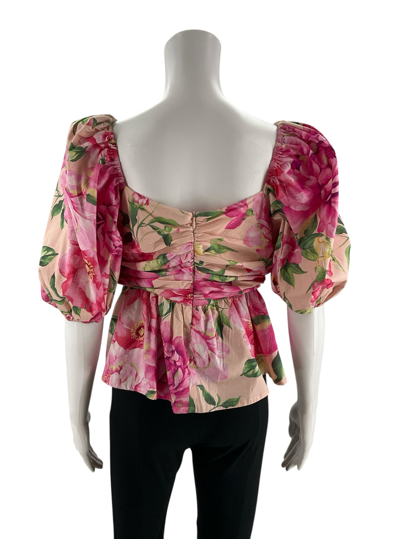 Buddy Love Pink Floral Pre-Owned Ladies Top - Size Medium - Margaret’s Fine Consignment