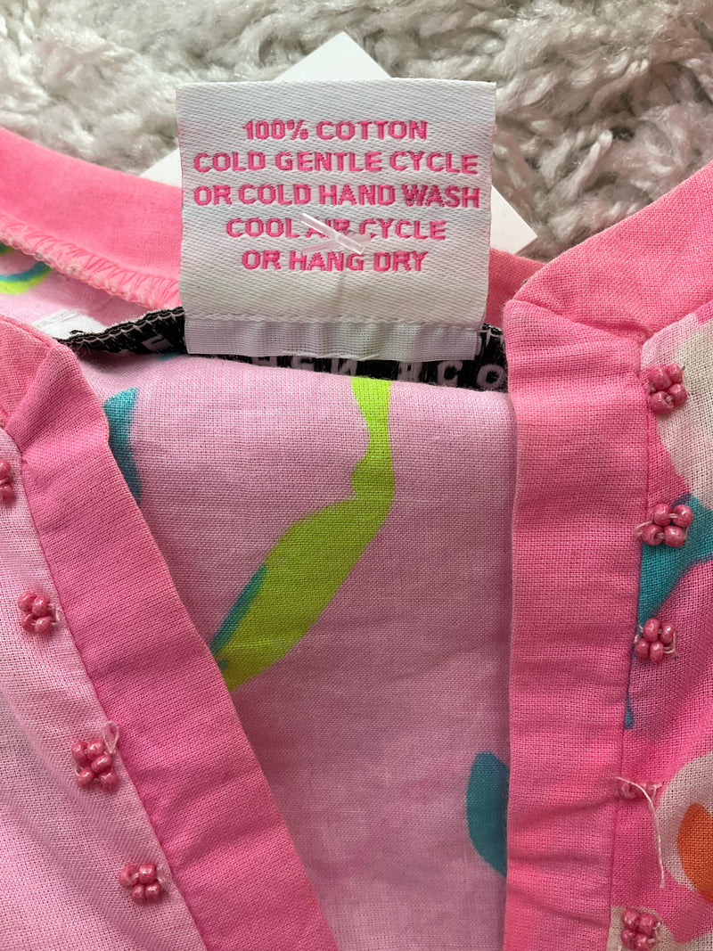 Gretchen Scott Pink/Lime Floral Pre-Owned Ladies Top - Size Small
