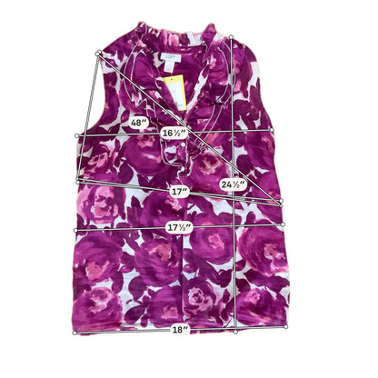 loft Size M white/purple Floral Pre-Owned Ladies Casual Top - Downstairs