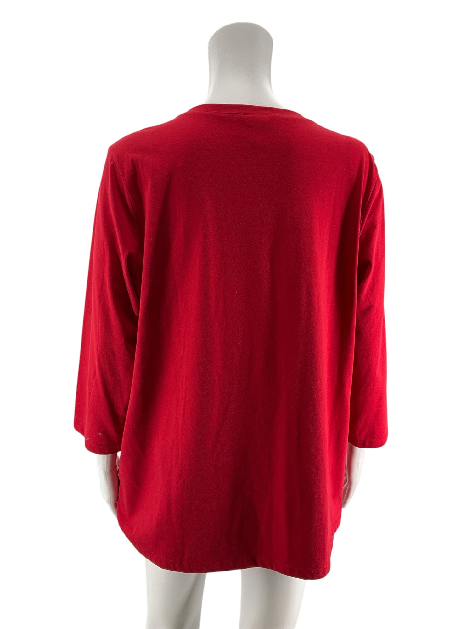 Krazy Kat Red 3D Petal Appliqué Tunic Top Size XL
