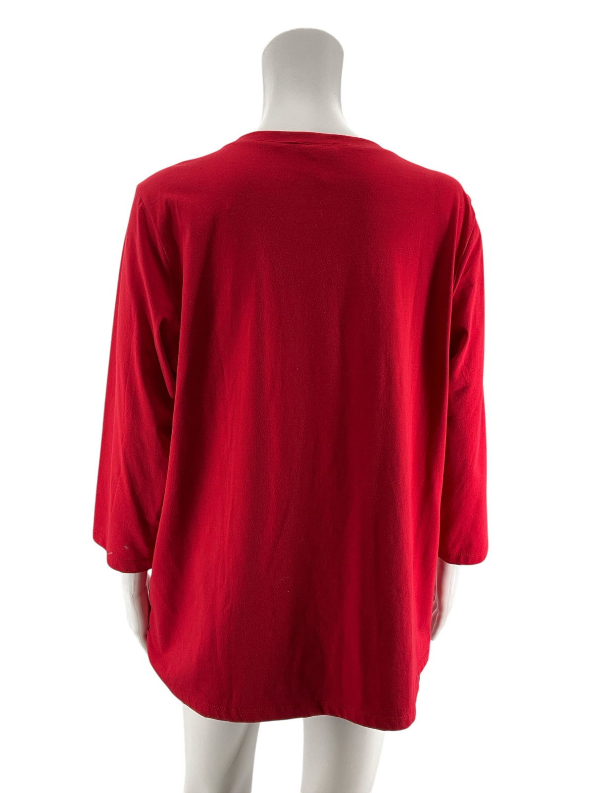 Krazy Kat Red 3D Petal Appliqué Tunic Top Size XL
