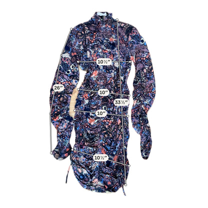 A.L.C. Kieran Ruched Floral Mock Neck Mini Dress Size Medium