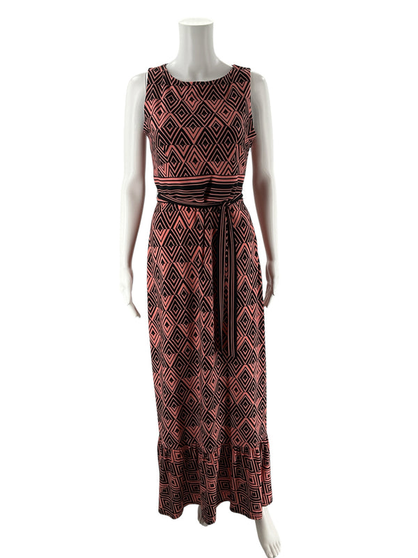 Taylor Coral/Navy Print Pre-Owned Ladies Dress - Size 8