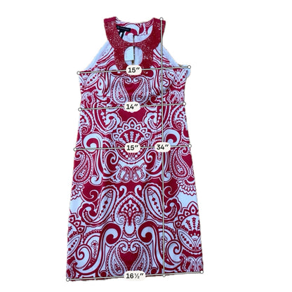 INC International Concepts Red Paisley Beaded Keyhole Dress Size 2