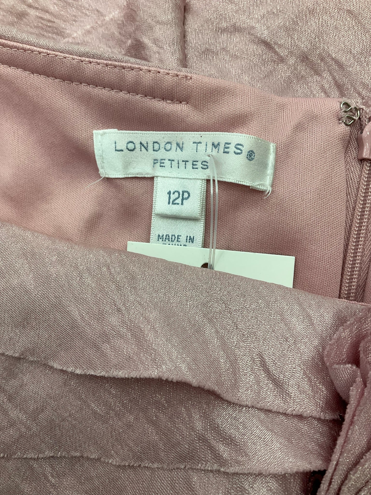 London Times Mauve Ruffle Pre-Owned Ladies Dress - Size 12 Petite