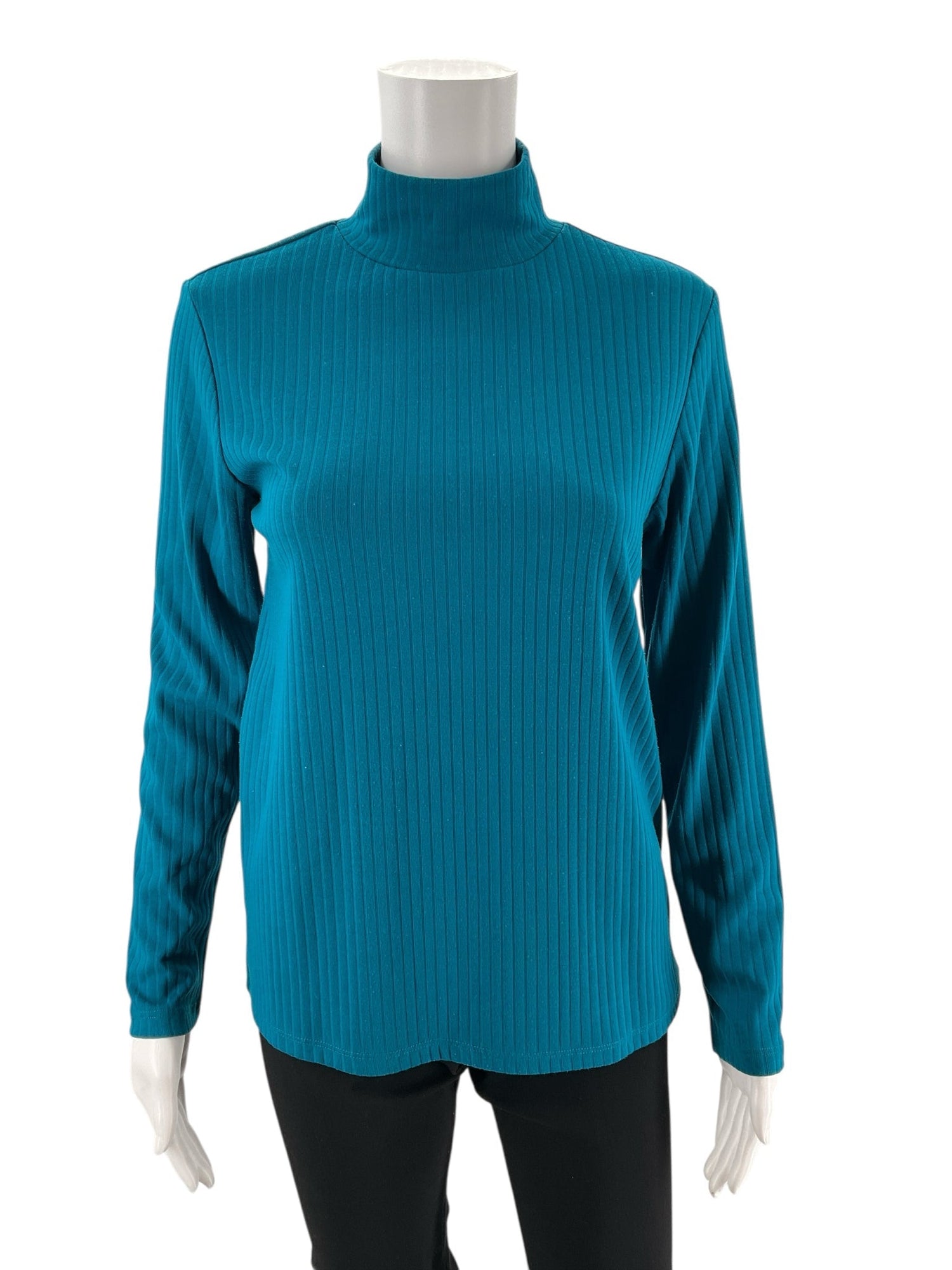 Lands End Turquoise Ribbed Pre-Owned Ladies Top - Size Small Petite - Margaret’s Fine Consignment
