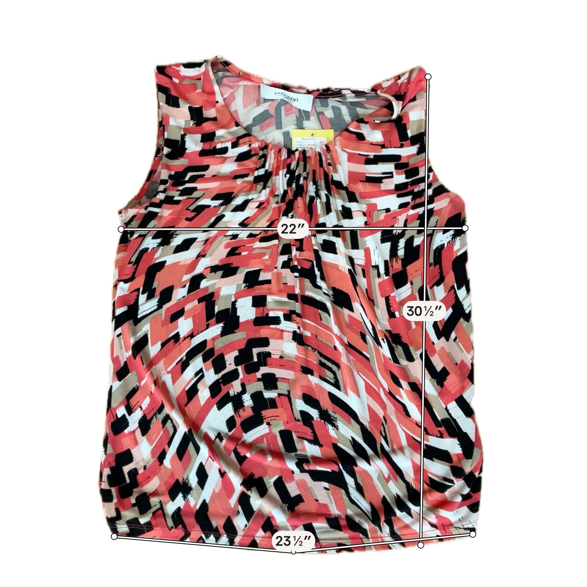 Jones Studio Abstract Print Sleeveless Top Blouse Coral Black White Size Small