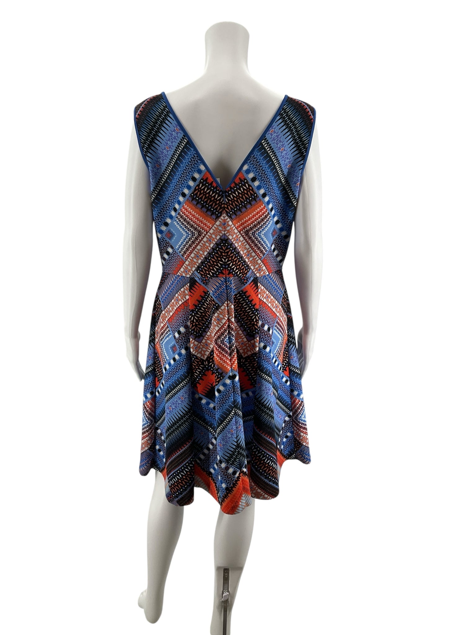 Liz Claiborne Geometric Chevron Print A-Line Sleeveless Dress Size 12