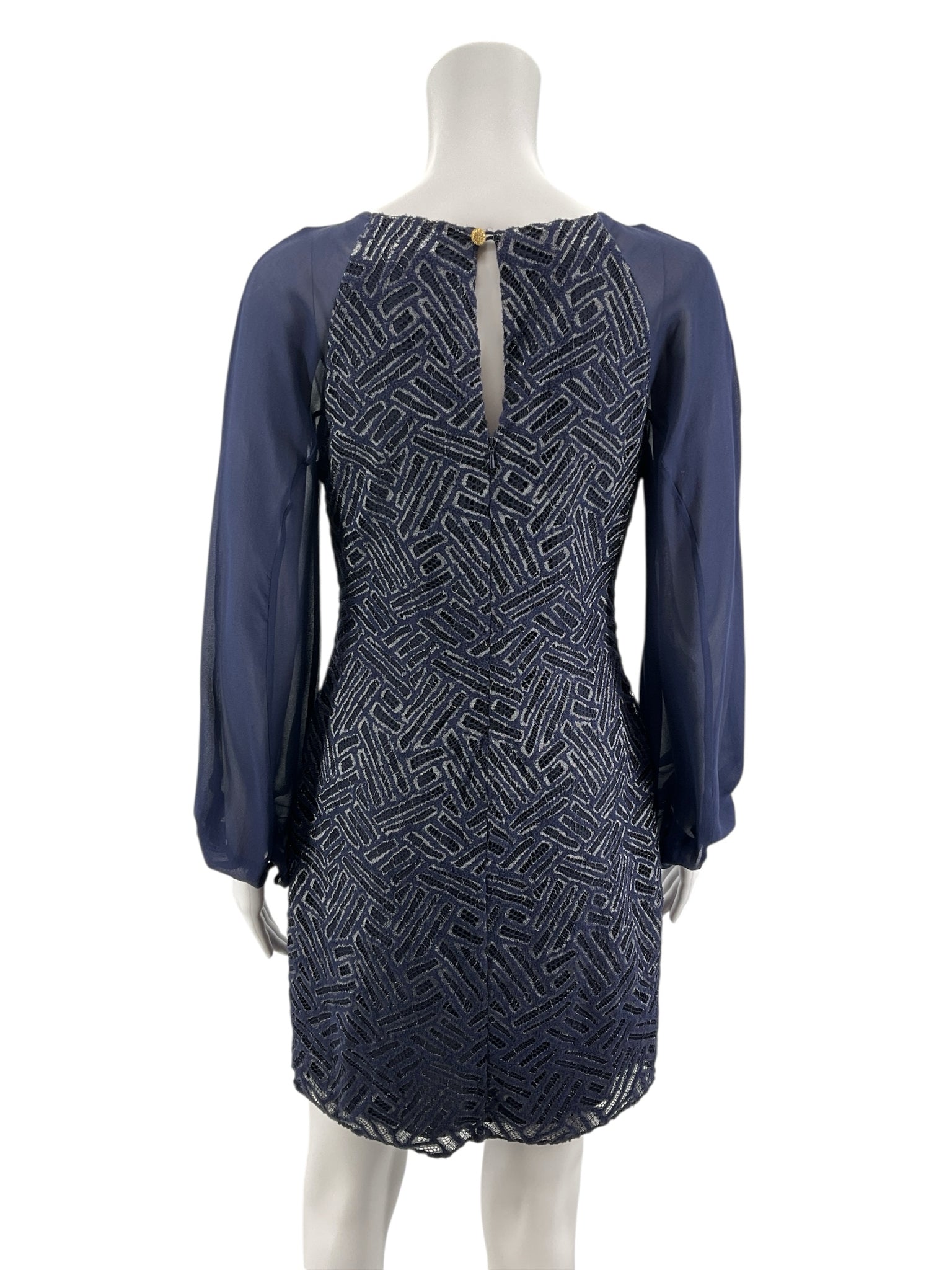 Lilly Pulitzer Mariella Navy Lace Sheer Sleeve Dress Size 0