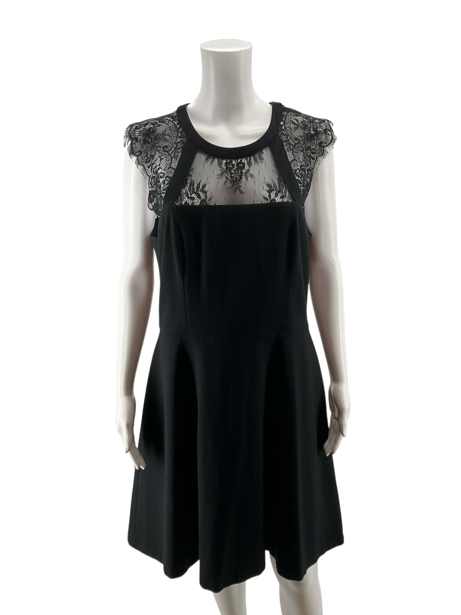 Vince Camuto Black Lace Yoke Sleeveless Cocktail Dress Size 12