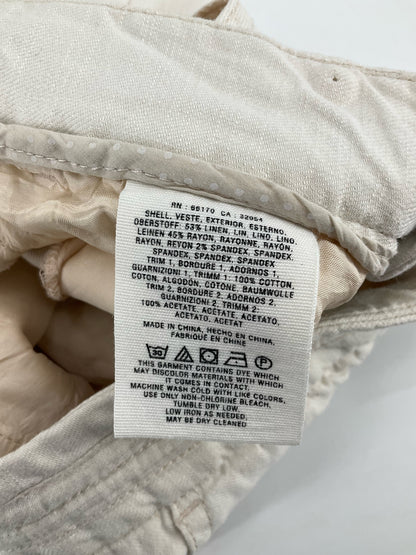 Piero and the Americans Tapered Linen Blend Drawstring Pants Size 6 Cream