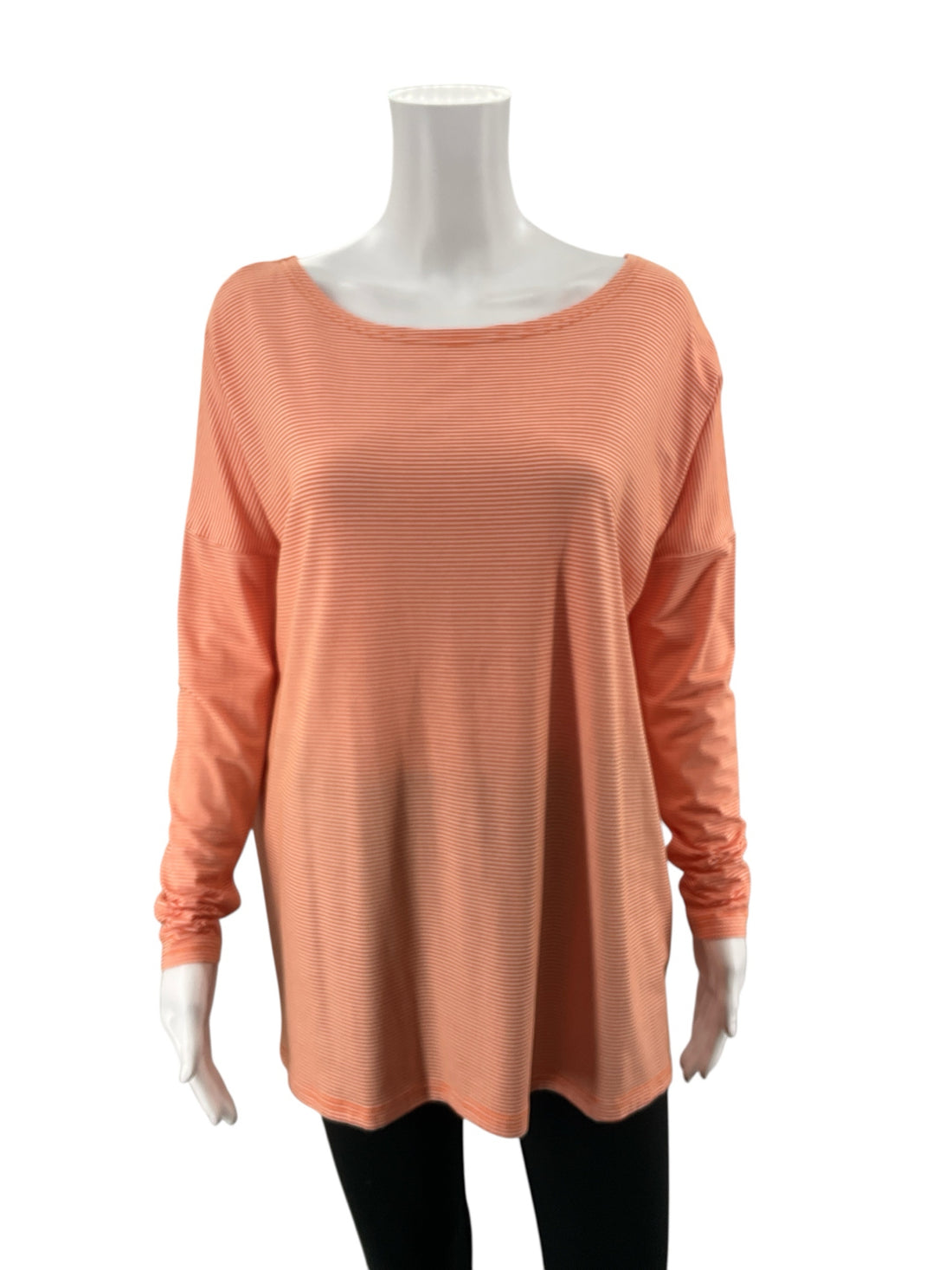 Joy Joy Orange &amp; White Stripe Boat Neck Tunic Top Size Medium