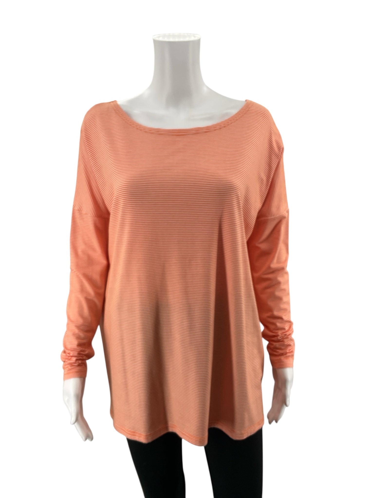 Joy Joy Orange &amp; White Stripe Boat Neck Tunic Top Size Medium