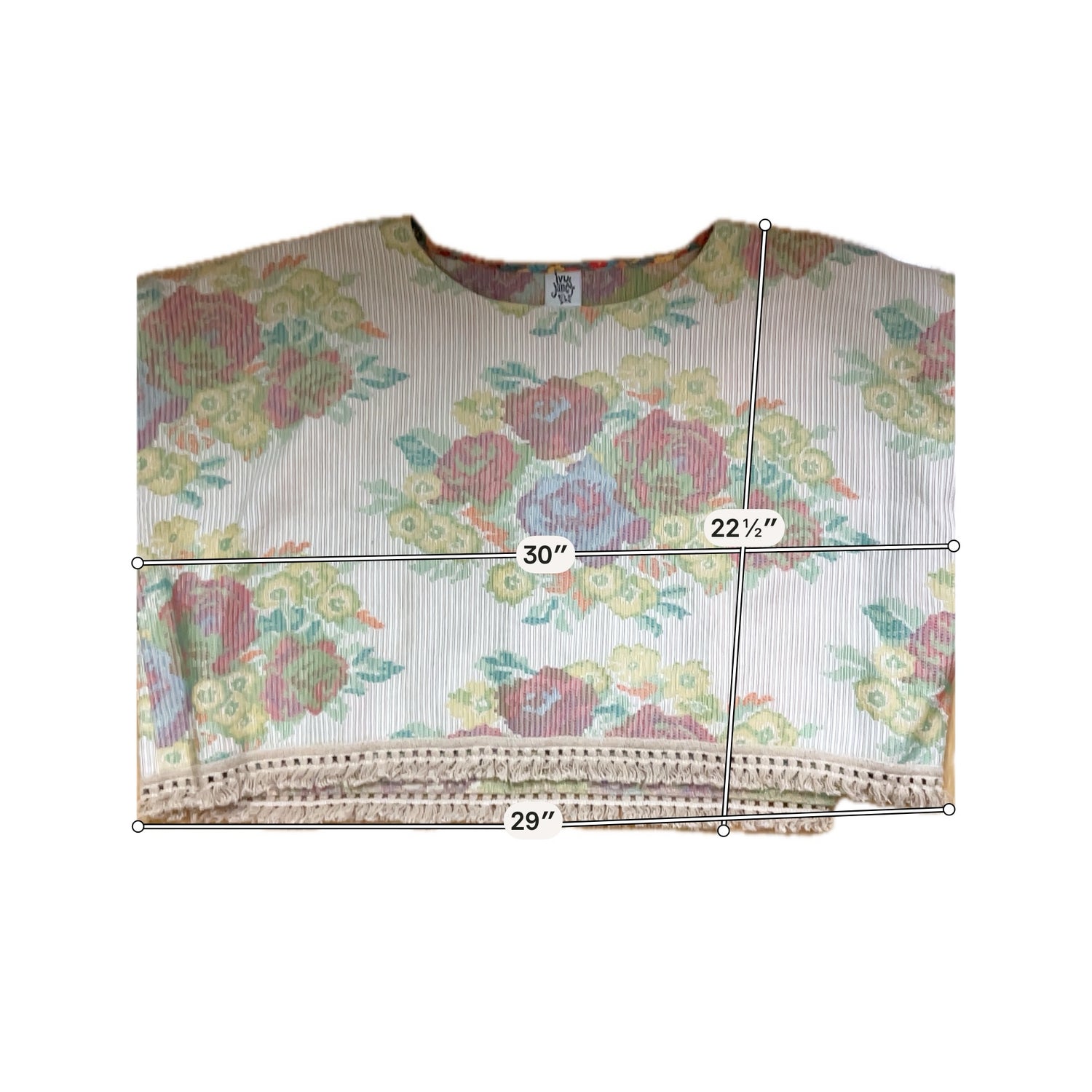 Ivy Jane Boho Floral Jacquard Fringe Top Size Large