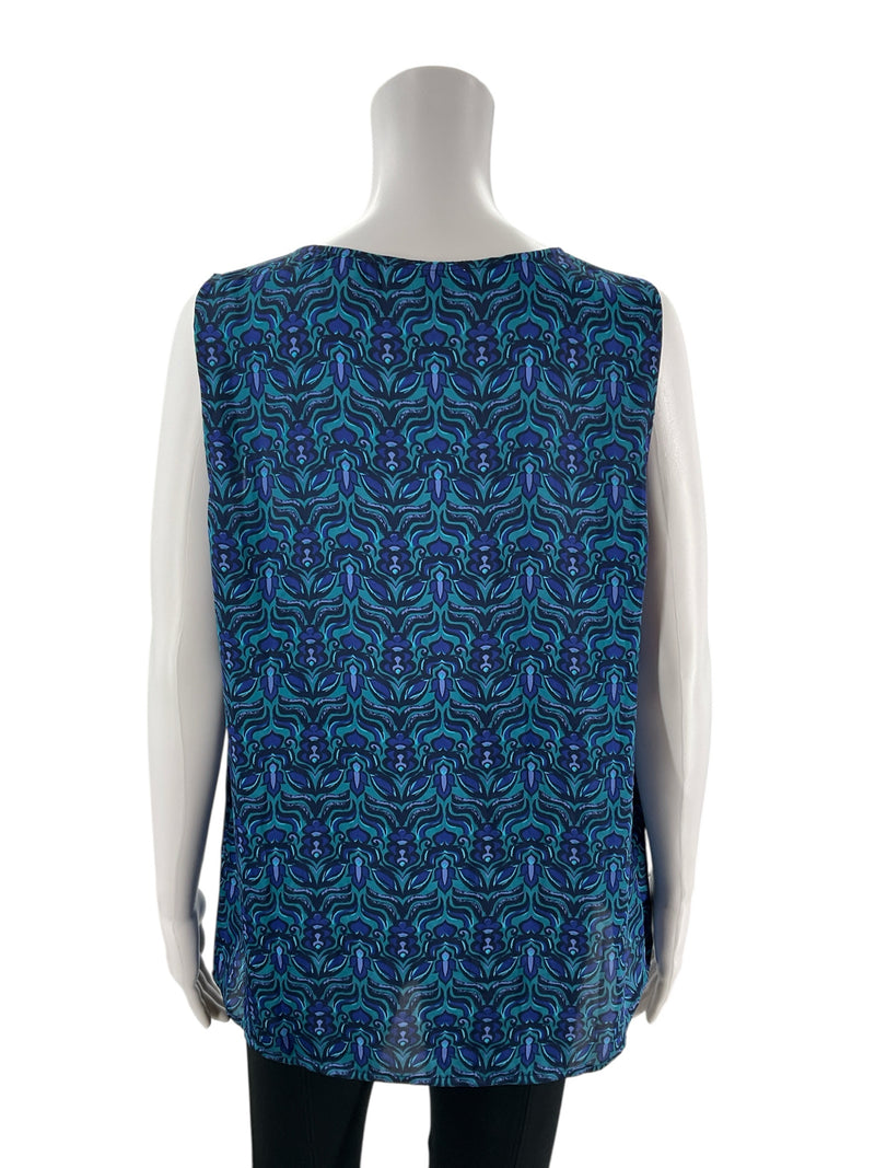 Coldwater Creek Blue/Green Print Pre-Owned Ladies Top - Size Large - Margaret’s Fine Consignment