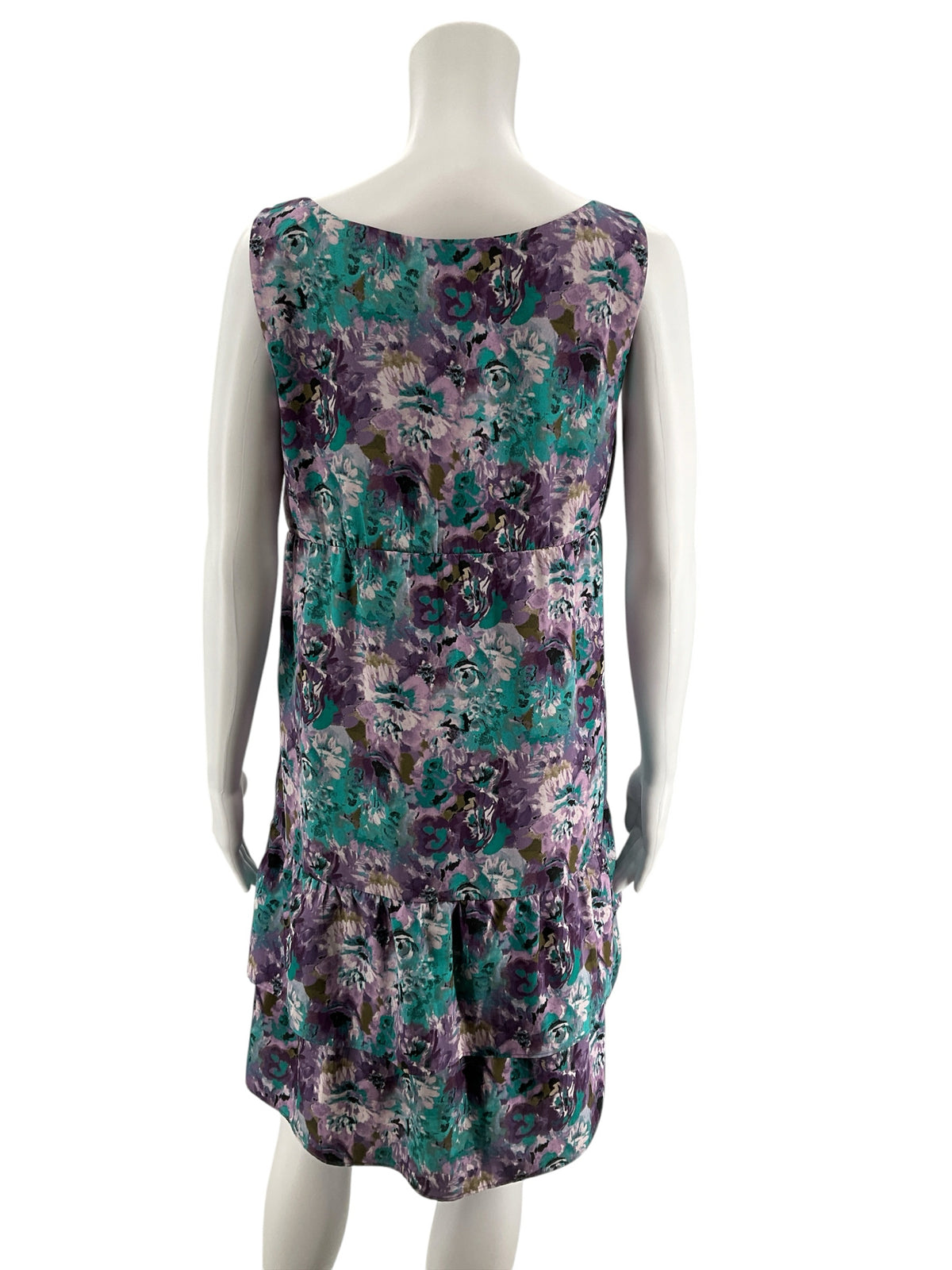 LOFT Ann Taylor Floral Tiered Ruffle Mini Dress Size 8 Teal Purple - ONLINE ONLY