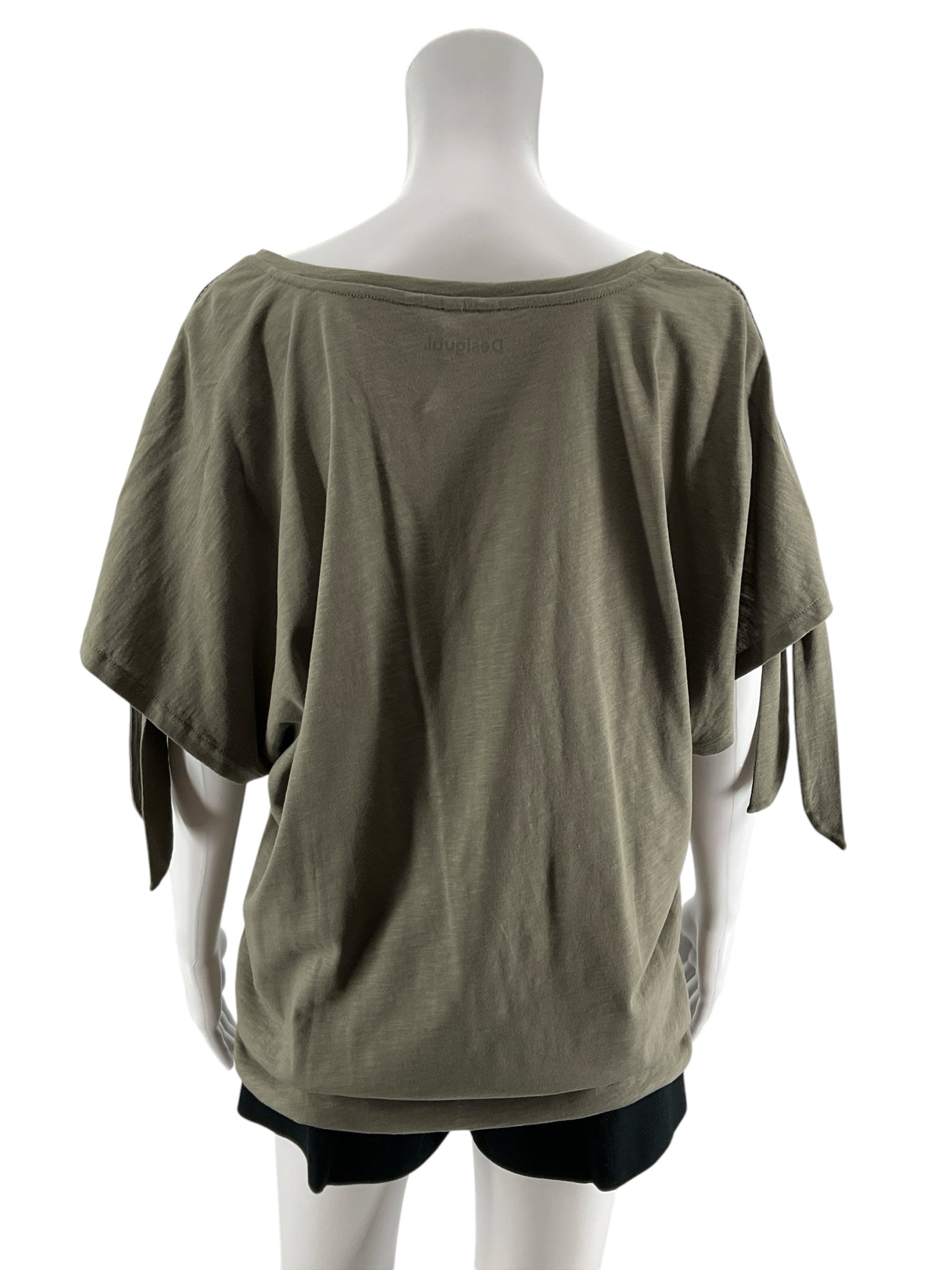 Desigual Palm Tropical Print Batwing Sleeve T-Shirt Top Green XL