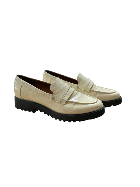 Franco Sarto Balin 2 Cream Patent Croc Lug Sole Loafers Size 8.5