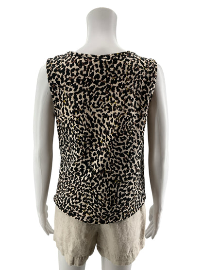 cabi Twist Tank Top Dapple Animal Print Brown Black Sleeveless Size Small
