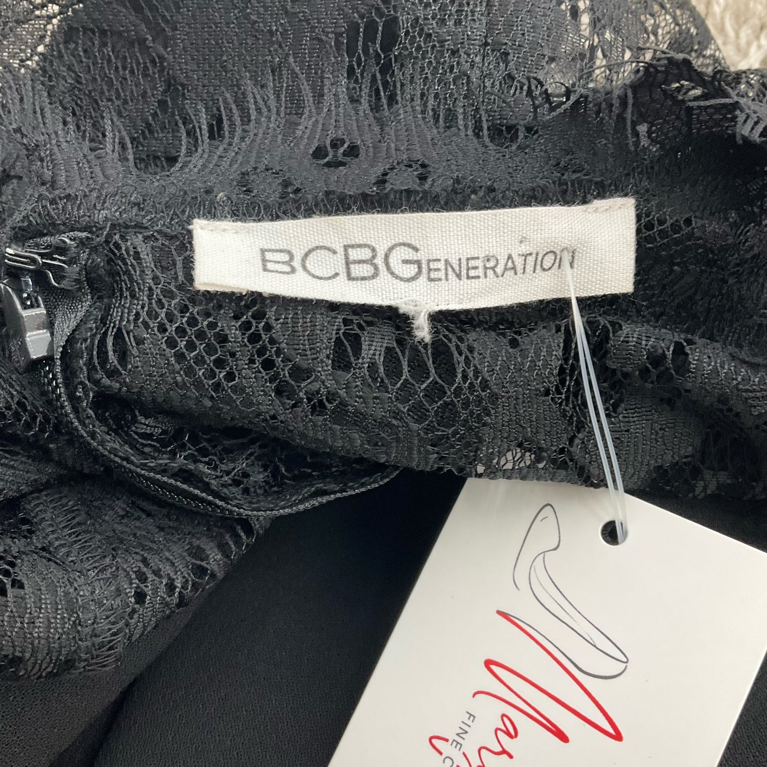 BCBGeneration Black Lace Yoke Pleated Skater Dress Size Small