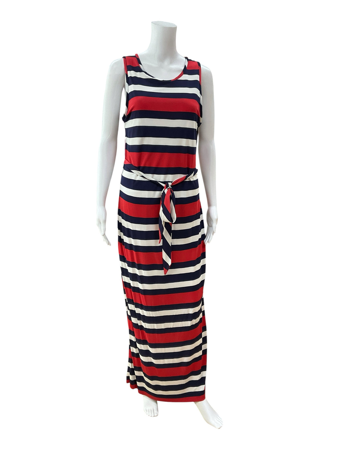 Banana Republic Striped Tie-Waist Maxi Dress Red White Navy Size 14 - ONLINE ONLY