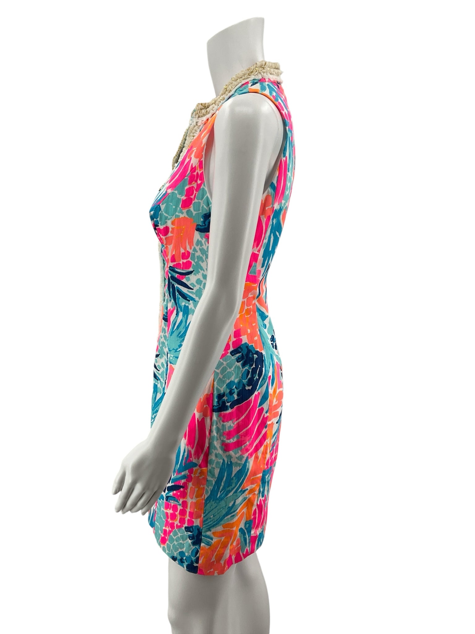 Lilly Pulitzer Pearl Shift Dress Multi Sink Or Swim Pineapple Print Size 2
