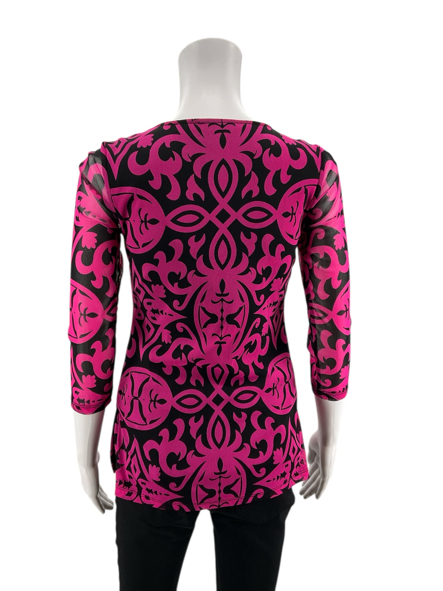INC Pink/Black Print Pre-Owned Ladies Top -  Size Petite
