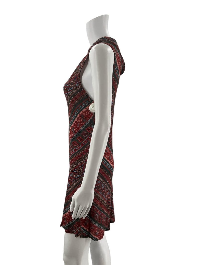 Angie Rust/Blue Print Pre-Owned Ladies Dress - Size Medium