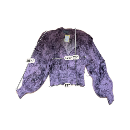 Anthropologie Purple Floral Boho Peasant Blouse Top Size Medium