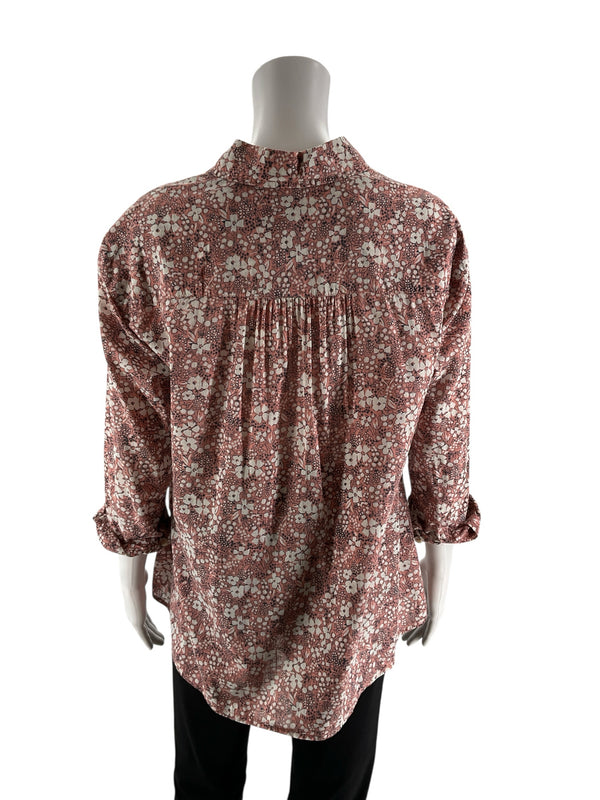 Pilcro & Letterpress pink/white Floral Pre-Owned Ladies Top - Size XS