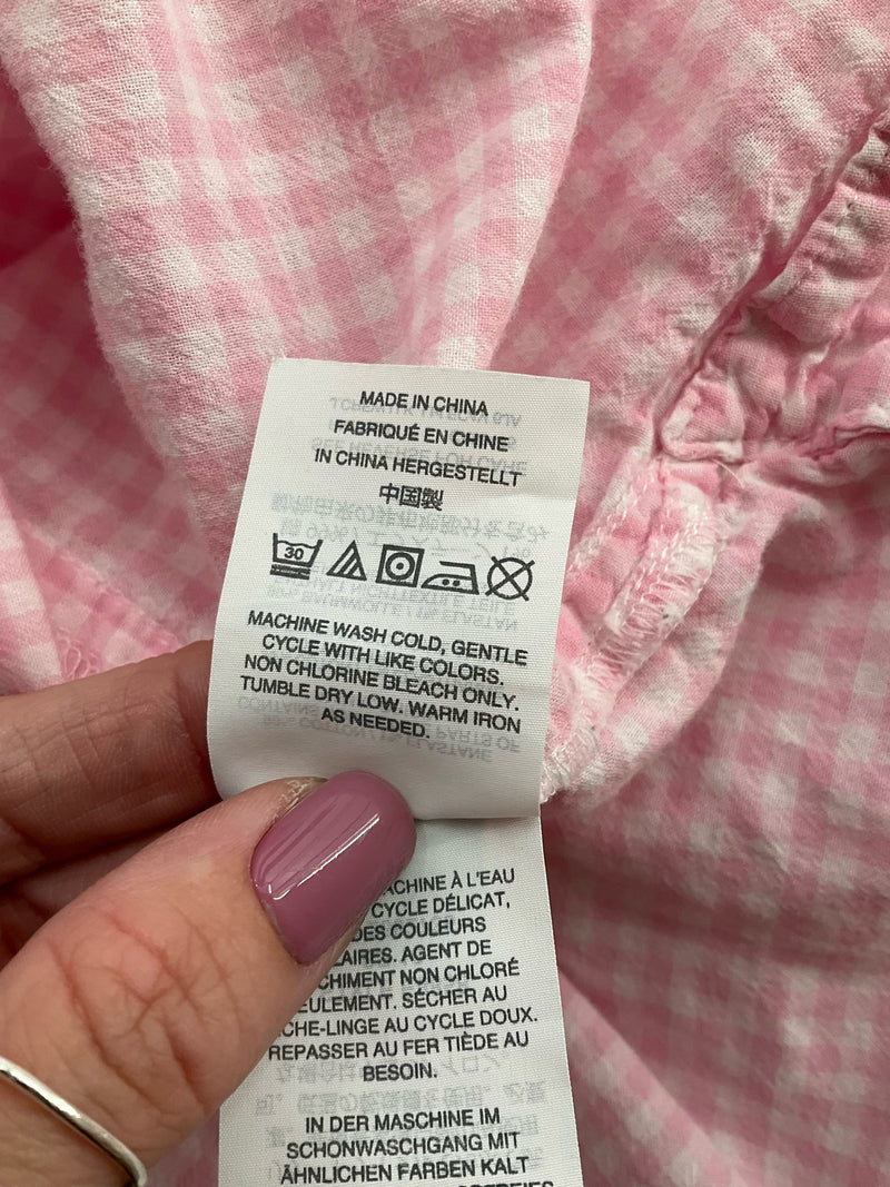 J Crew Pink/White Checkered Pre-Owned Ladies Top - Size 6