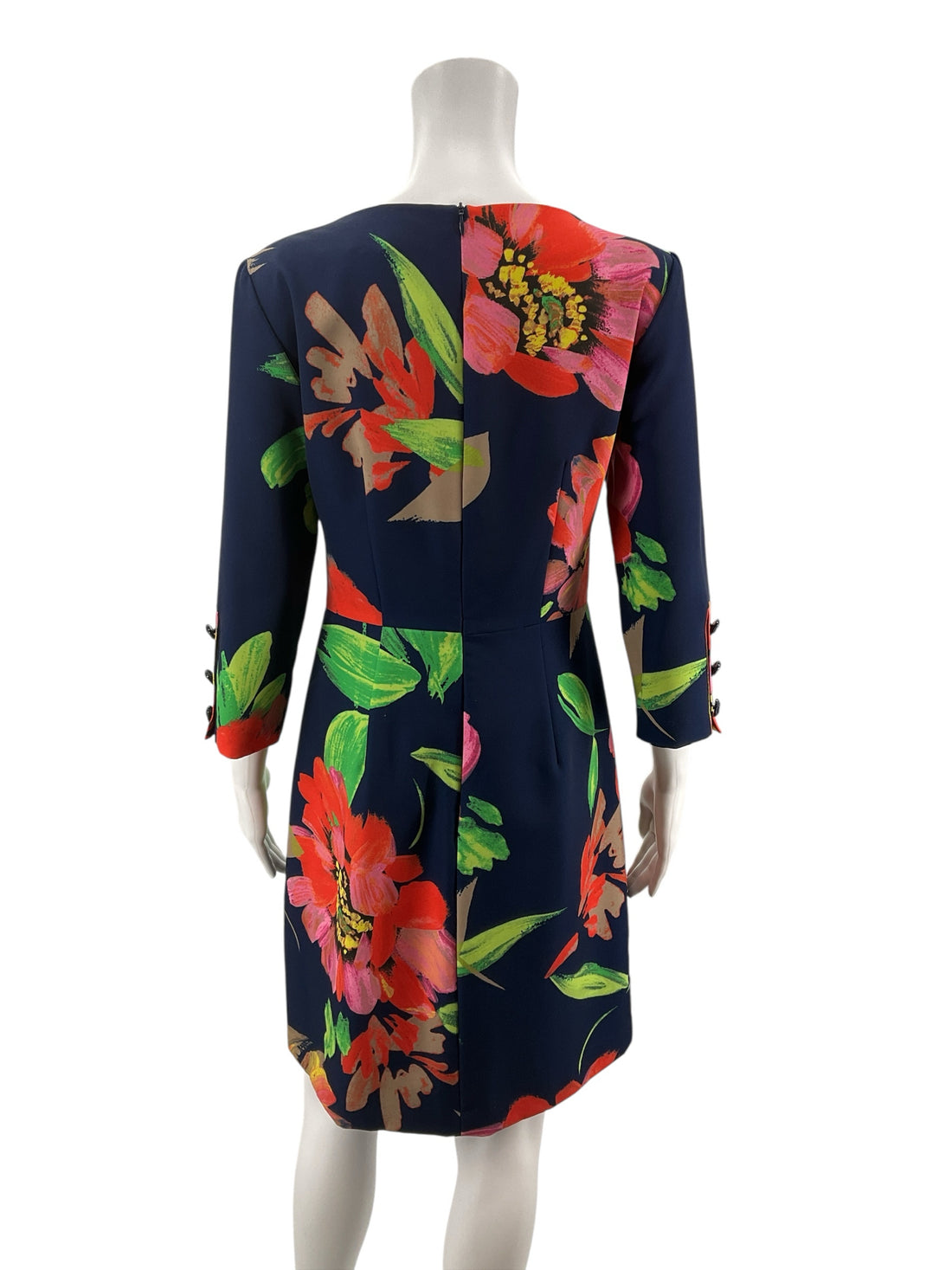 Trina Turk Navy/Orange/Pink Floral Pre-Owned Ladies Dress - Size 4