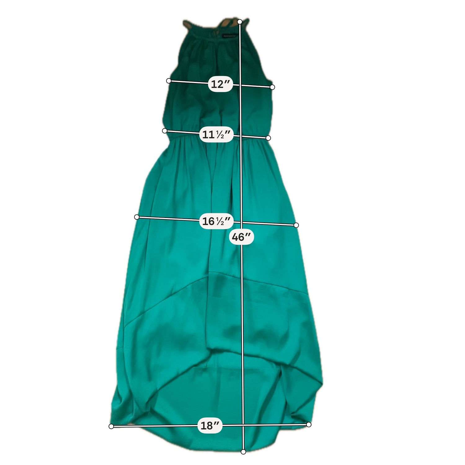 Banana Republic Emerald Green Halter Neck Tiered Hi-Lo Midi Dress Size 2