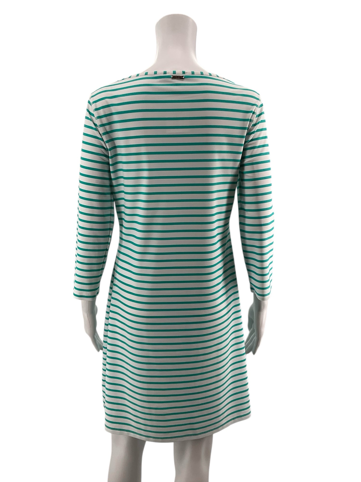 Cabana Life white/teal Shift Delray Stripe UPF 50+ Tunic Dress White Teal Size Small - Size S