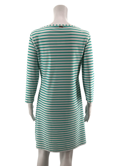 Cabana Life white/teal Shift Delray Stripe UPF 50+ Tunic Dress White Teal Size Small - Size S