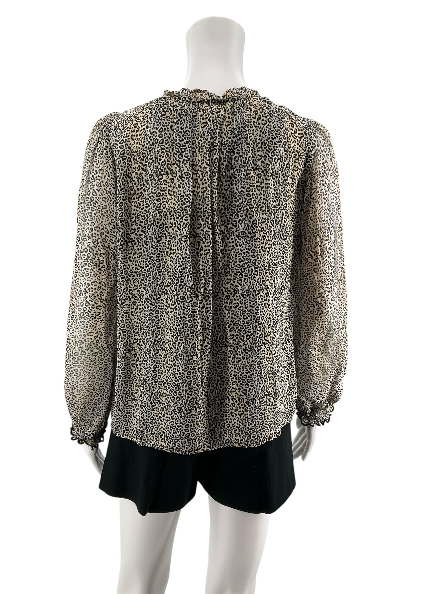 Velvet by Graham &amp; Spencer Mergenti Leopard Print Ruffle V-Neck Top XS NWT