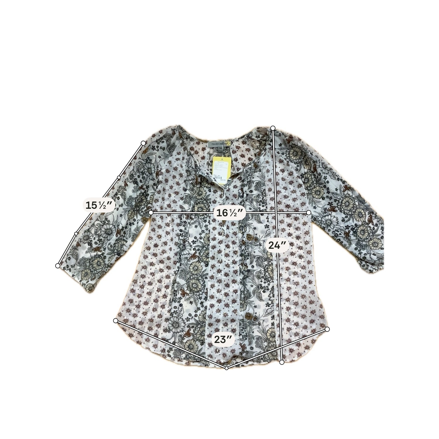 Figueroa &amp;amp; Flower Boho Mixed Floral Print Peasant Top Tassel Tie Petite Medium