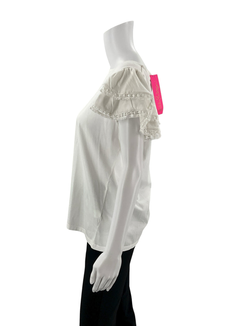 Lilly Pulitzer White Solid Pre-Owned Ladies Top - Size Medium