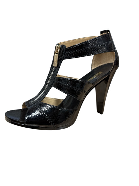 MICHAEL Michael Kors Berkley T-Strap Heels Black Patent Leather Size 7 NWT