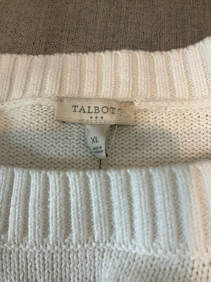 Talbots NWT Textured Open-Knit 100% Cotton Sweater White XL