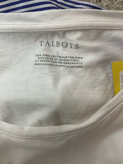 Talbots White/Blue Solid Pre-Owned Ladies Top - Size Large