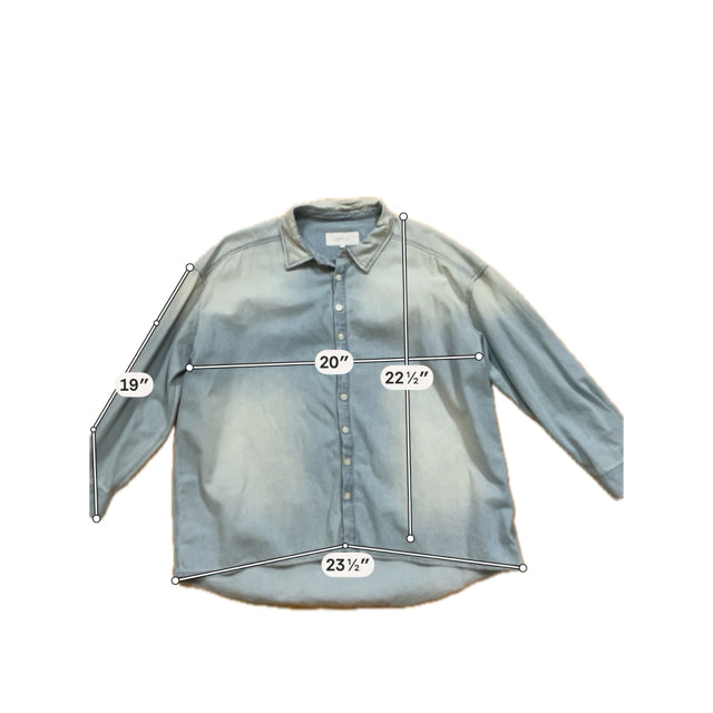 THE GREAT. The Slouch Denim Shirt Light Wash Cotton Relaxed Fit Size Medium