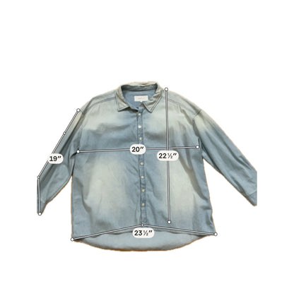 THE GREAT. The Slouch Denim Shirt Light Wash Cotton Relaxed Fit Size Medium