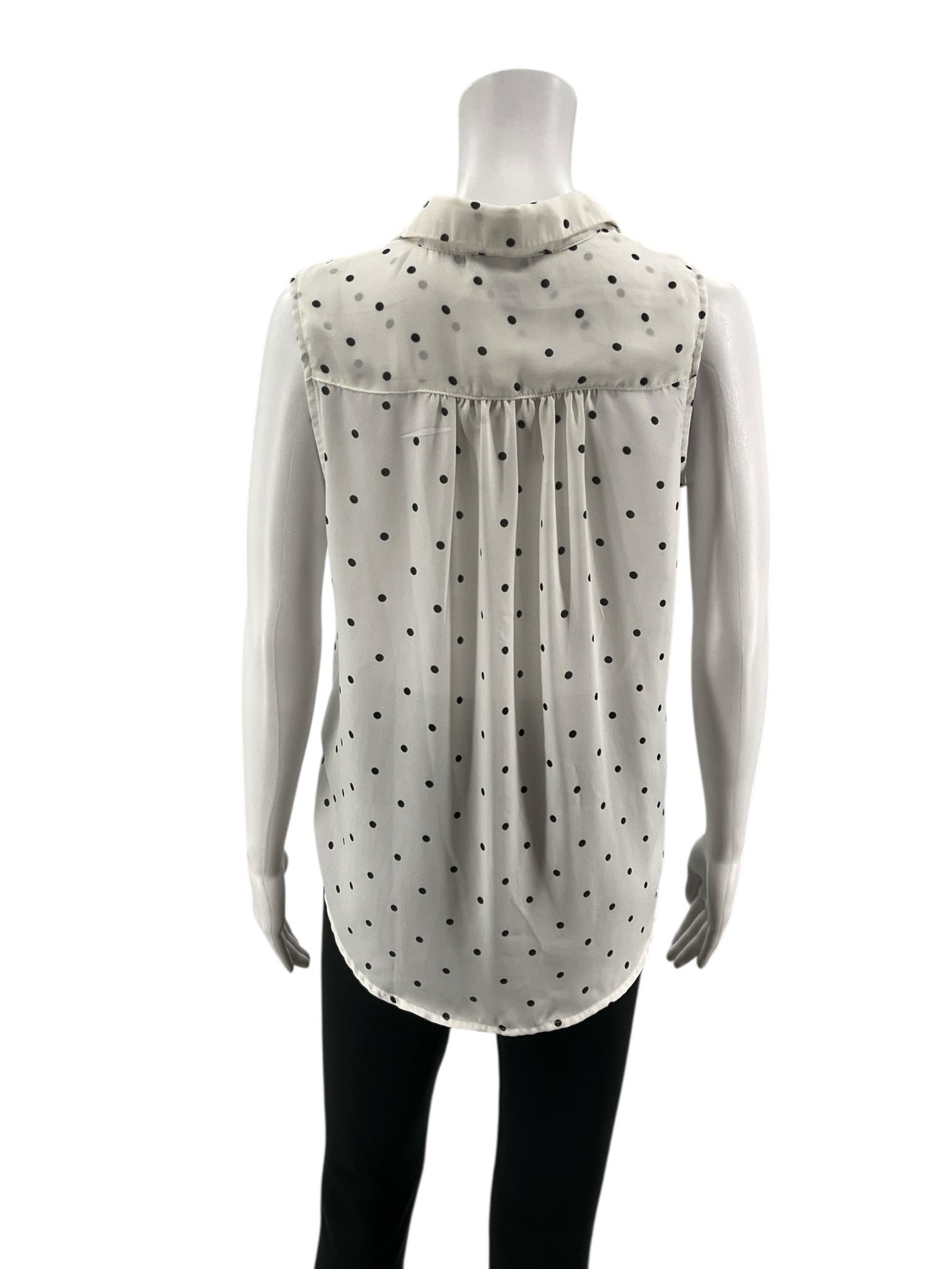 Premise white/black Sleeveless Polka Dot Sleeveless Button-Up Blouse White &amp; Black Size Small - Size S