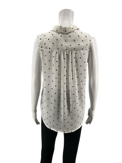 Premise white/black Sleeveless Polka Dot Sleeveless Button-Up Blouse White &amp; Black Size Small - Size S