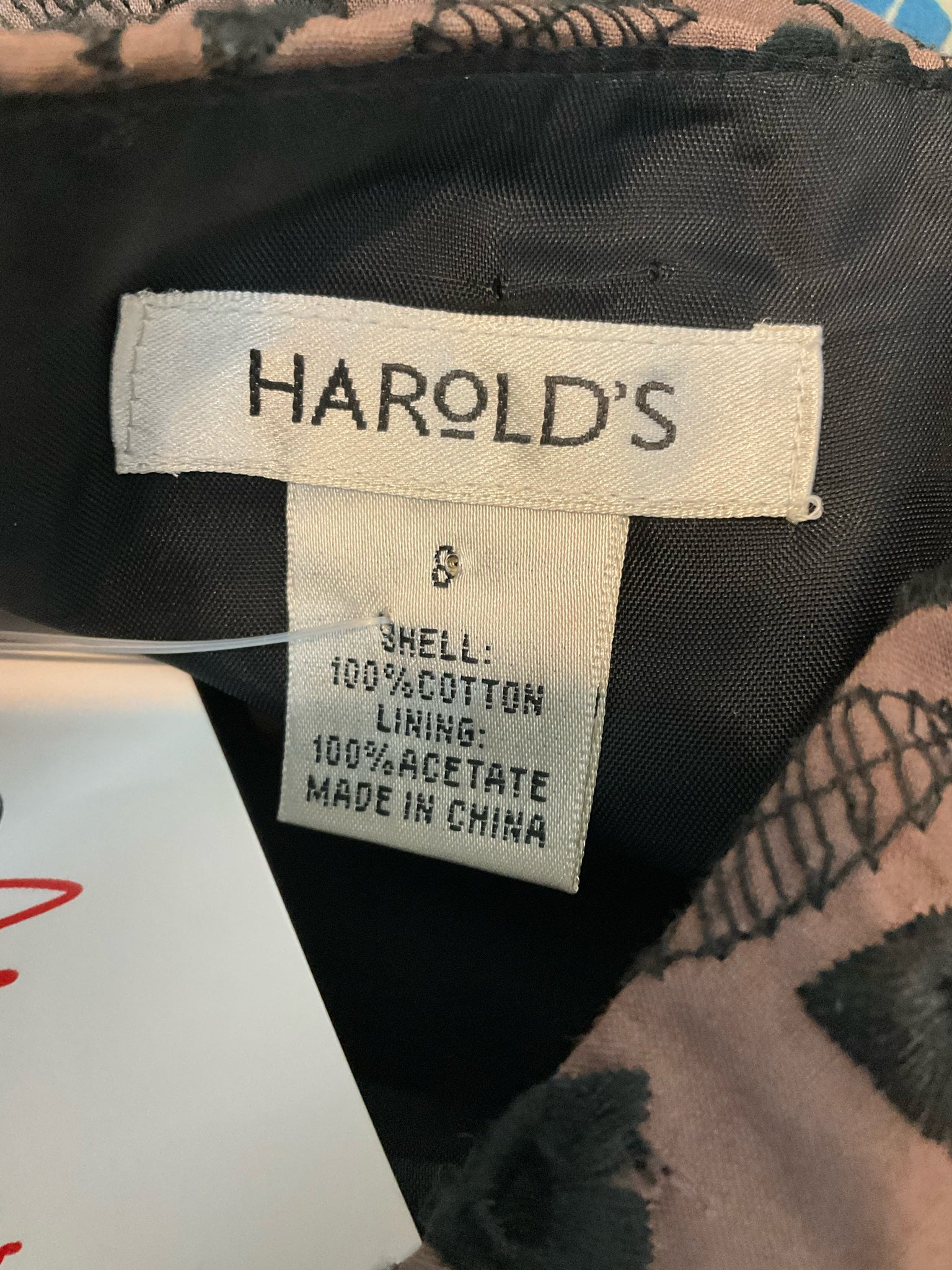 Harolds Size 8 brown/black Embroidered Pre-Owned Ladies Dress